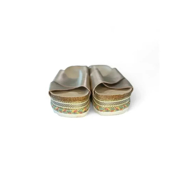 BP Nordstrom Women's Platform Sandal 9 Rose Gold Leather Criss Cross Straps Cork - Picture 7 of 11